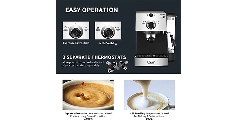 Barsetto Espresso Machine With Milk Frother Wand Cappuccino maker