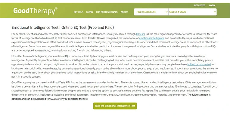 Goodtherapy Online Psychology Testing Personality Career Tests