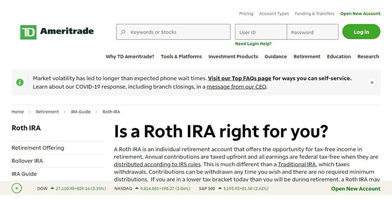 Td Ameritrade Roth Ira Calculator For Retirement Income Solutions